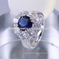 Hot Selling Classic Big Square Crystal Ring White Gold Plated Big Flower Ring